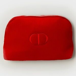 Dior Beauty Everyday Cosmetic Zippered Travel Makeup Bag Red Roomy Luxury